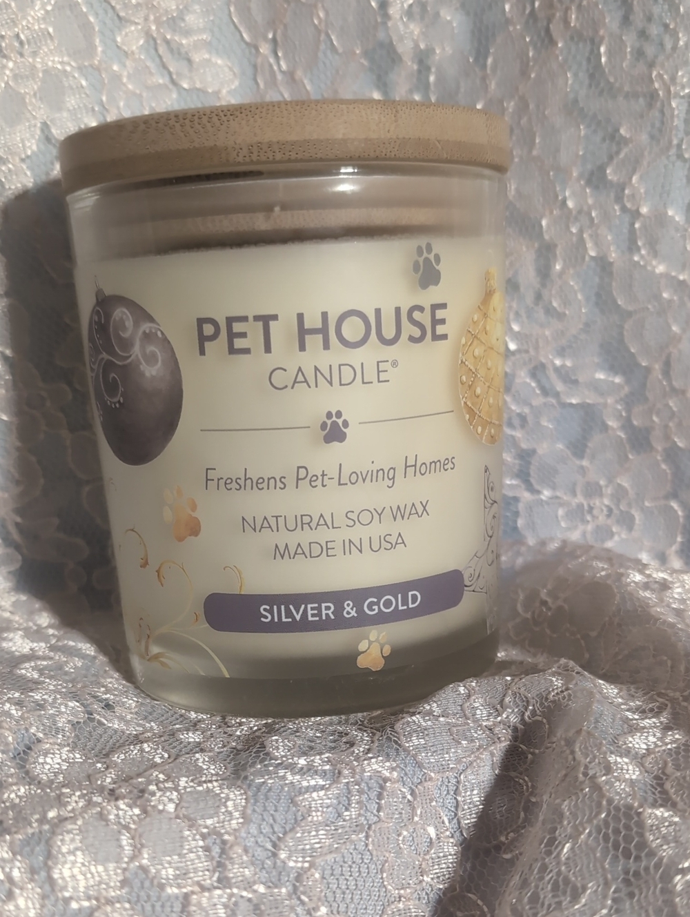 Pet House Candle - Silver & Gold Soy Candle